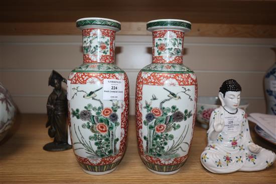 A pair of Chinese famille verte vases height 26cm